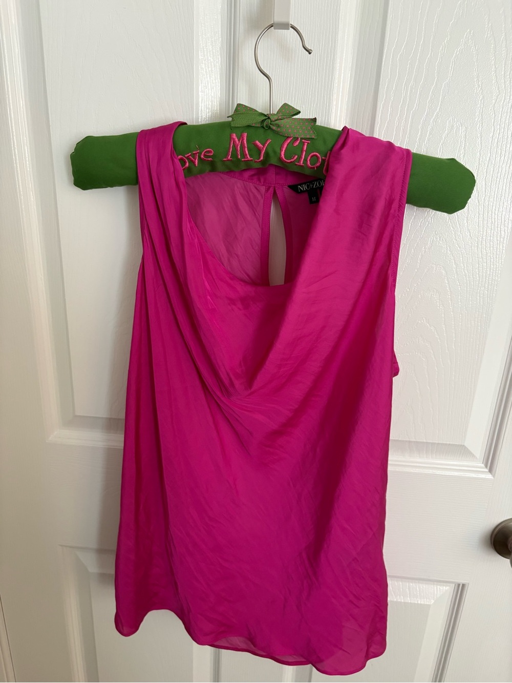 NIC+ZOE Bright Fuchsia Draped Cowl Neck Sleeveless Top